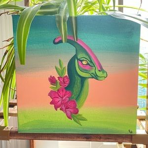Dinosaur Flowers Acrylic Handmade Artwork